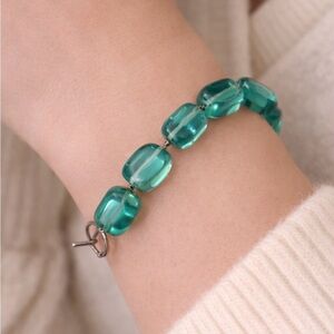 vintage bracelet Blue Teal glass beads Casual Wear Authentic